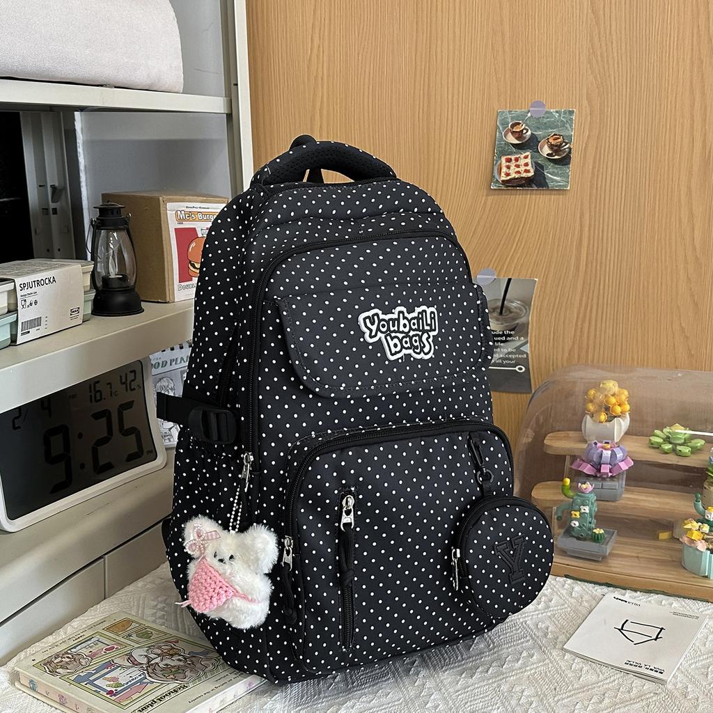 Schoolbag new high-value polka dot backpack large-capacity Korean primary school student schoolbag female foreign school backpack