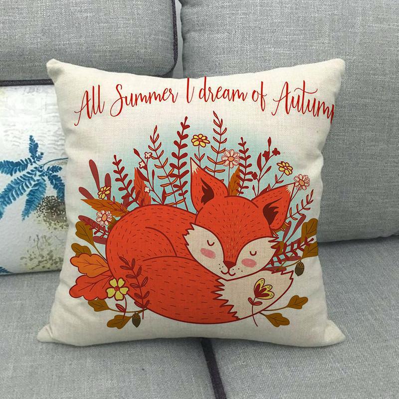 Autumn Animals: Dogs, Squirrels, Wolves, Raccoons Digital Printing Short Plush Pillow Covers For Car Sofa Office Cushion Cover