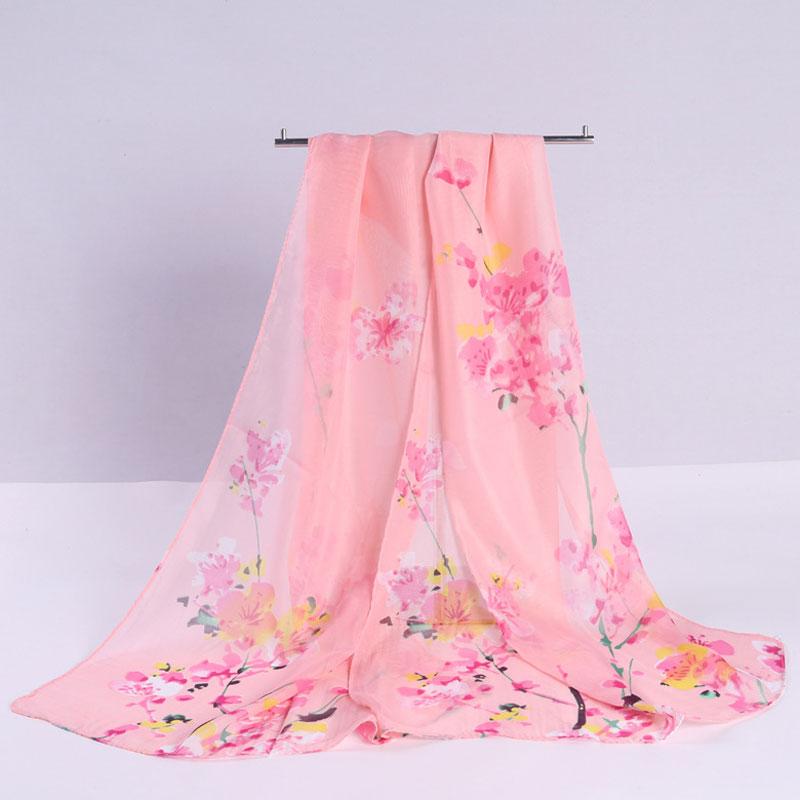1pc Chiffon Scarf 150*50cm Print Floral Multi-style Women Sunscreen Long Shawl
