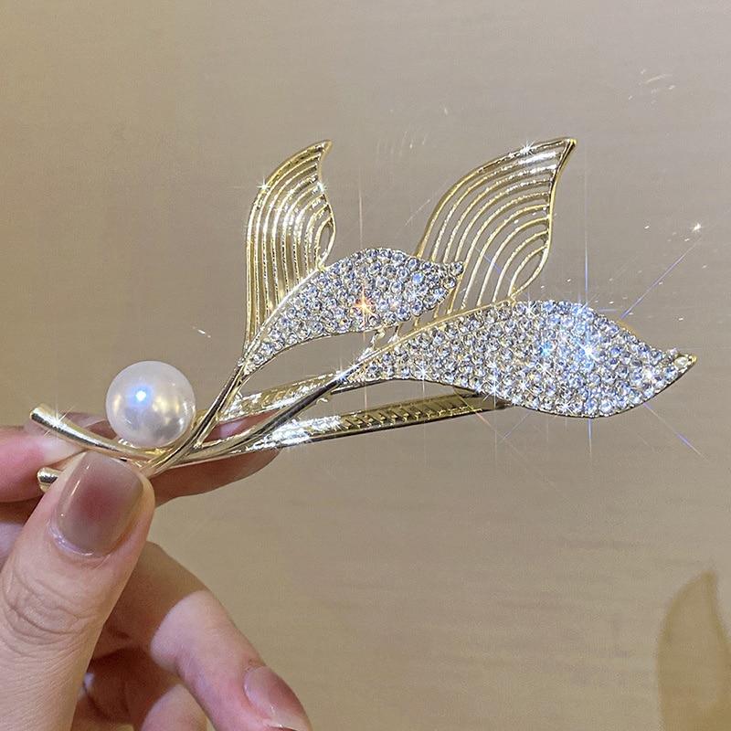 2023 אישיות חדשה סיכת ראש זנב דג וינטג 'פנינת ריינסטון קליפים לשיער עתיקות נשים תכשיטי אביזרי שיער Hanfu