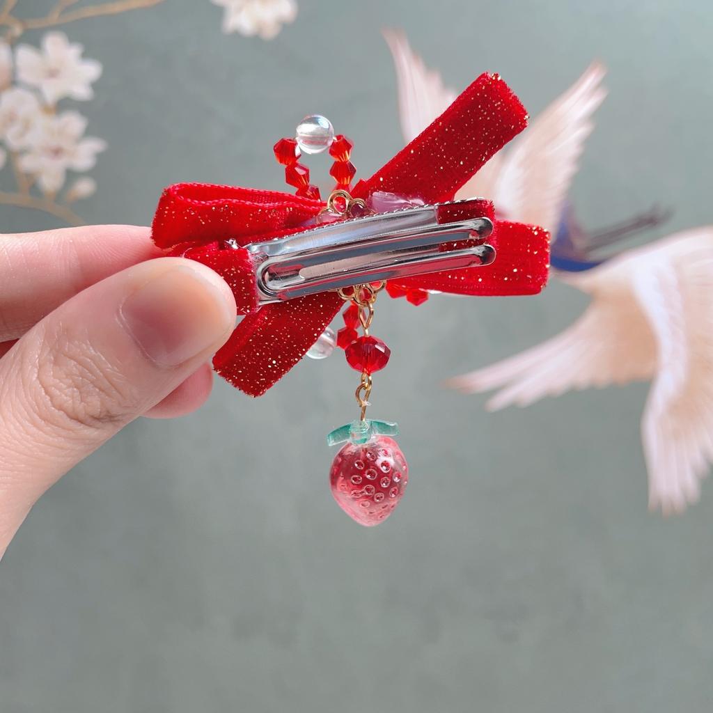 1 Pair Elegant Women's Hair Accessories Artificial Red Gemstones Suitable For Daily Holiday Ceremony Wear Girl Jewelry Hair Clip