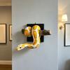Gold Snake Wall Sculpture Shatterproof Resin Snake Figurine Wall Ornament For Living Room Bedroom Offices Decoration