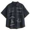 DIMANAF 2026 Plus Size New Spring Summer Blouse Short Sleeve Casual Shirt Women Loose Tops Shirts Cotton Black Print