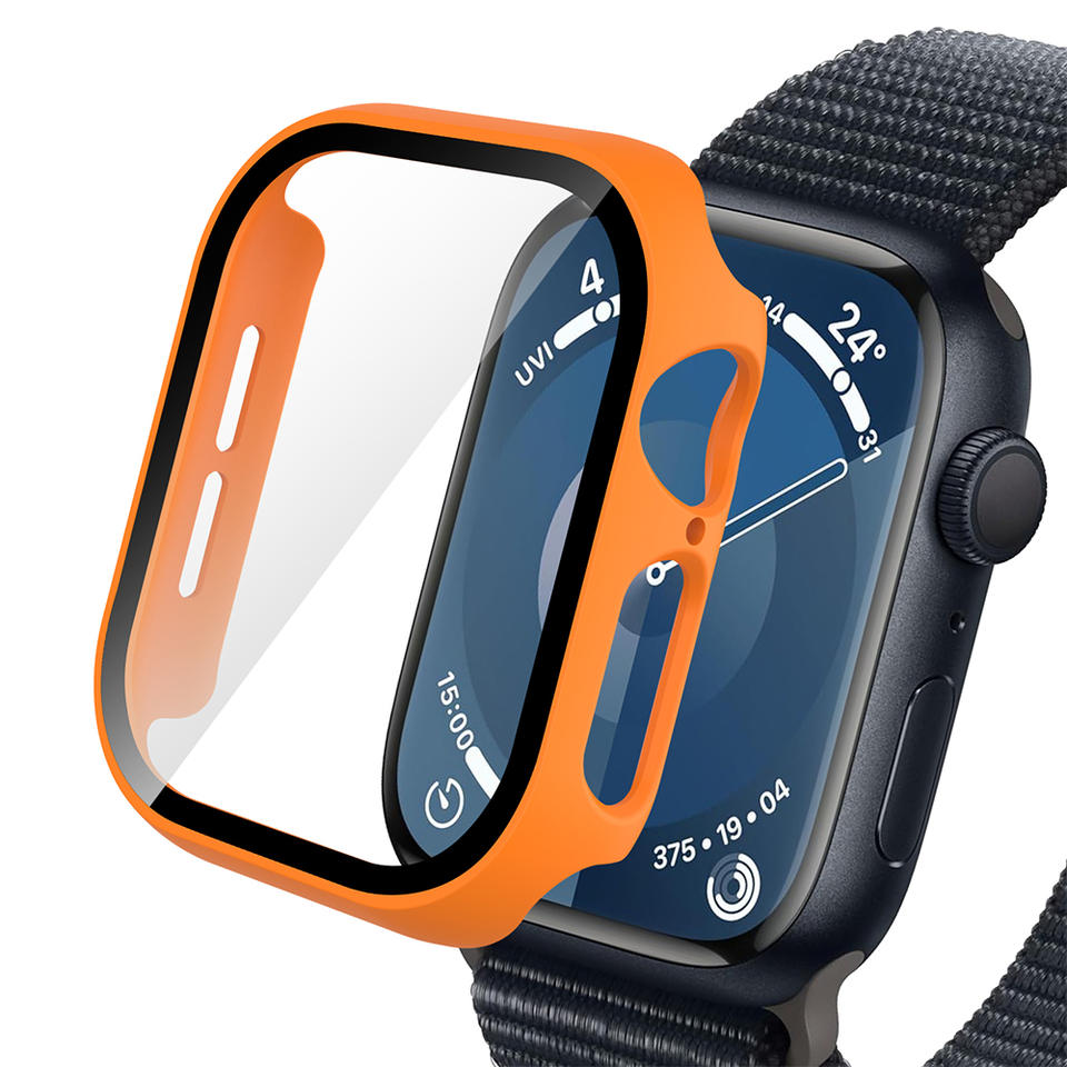 Gehärtetes Glas+Hülle für Apple Watch 11 10 46mm 42mm 9 8 7 PC Stoßfänger Displayschutz Hülle iWatch Serie 6 5 4SE 44mm 40mm 41 45 7