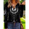 Casual and Comfortable Style Painting Decorative Elements Printed Pattern Women's Round Neck Zipper Long Sleeves