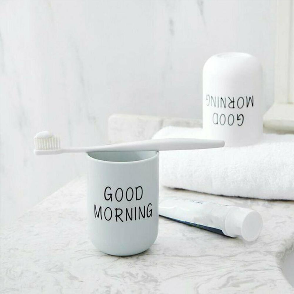 Multifunctional Toothbrush Holder Cup for Bathroom Tumbler Good Morning