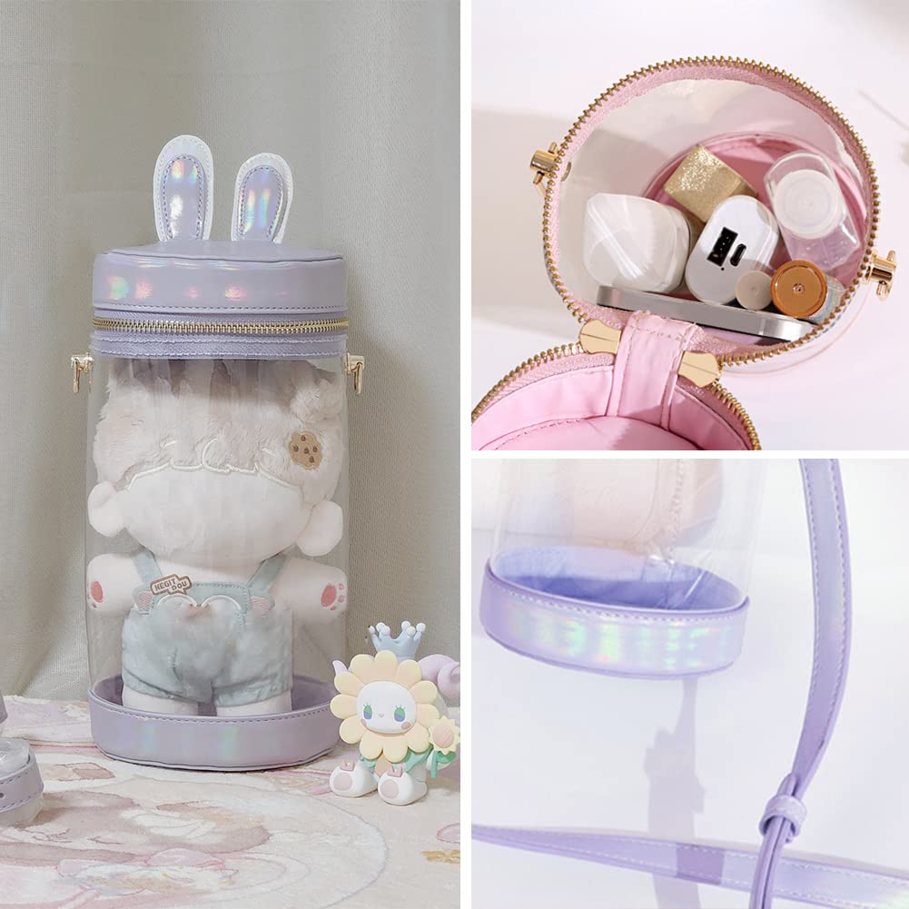 [YUYAKESHI] Ita-bag Show Bag, Shoulder Bag, Event Bag, Plush Toy, Rabbit Ears, 2-Way, Transparent Bag, Mini Pouch, Cylindrical Bag with Lid (Pink,