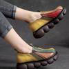 2024 Otoño Nueva Moda Estilo Étnico Retro Hecho a Mano Color Arcoíris Zapatos Casuales de Plataforma Gruesa para Mujer