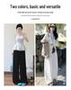 Women's White Cotton Linen Wide-Leg Pants - Slimming, Lightweight, Ice Silk, Casual Spring/Summer 2026