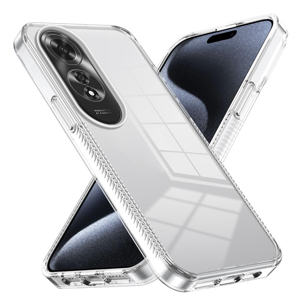 KEYSION Transparent Phone Case for OPPO A60 4G Soft TPU+PC Anti-slip HD Clear Shockproof Phone Back Cover for OPPO A60