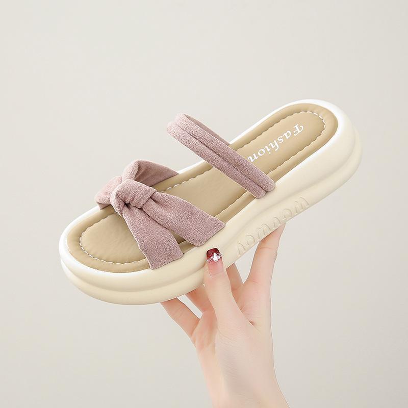 

Cool slippers women s summer outer wear 2025 new platform casual beach sandals fashion versatile with skirt one-word slippers 40 розовый