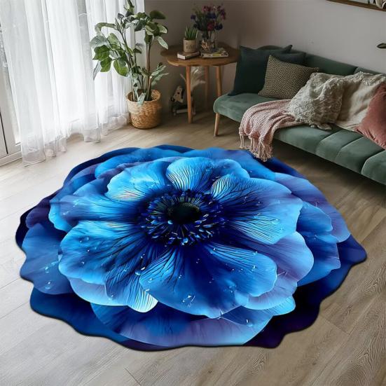 3D Flower Bathroom Rug Anti-Slip Absorbent Floor Mat Realistic Flower Area Rug for Entrance