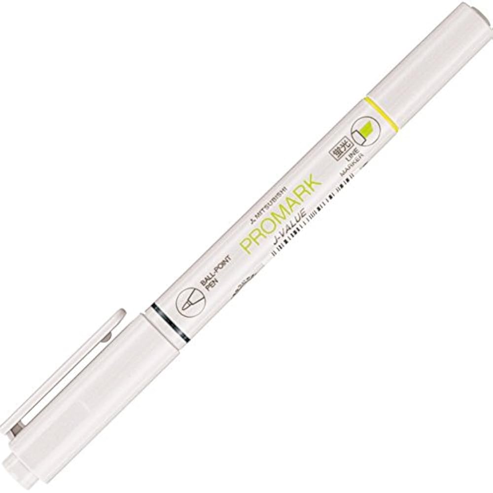 Mitsubishi Pencil Highlighter with Promark Permanent Ballpoint Pen, Yellow, PB105T.2, Pack of 10