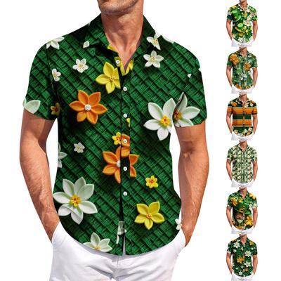 Pánská ležérní košile s krátkým rukávem Slim Fit Stylová pánská St. Patrick Print