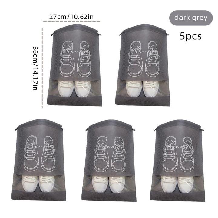 5pcs Shoes Storage Bag Nonwoven Travel Portable Shoes Bag Drawstring Dust Large Capacity Garment Classification Hanging Bags
