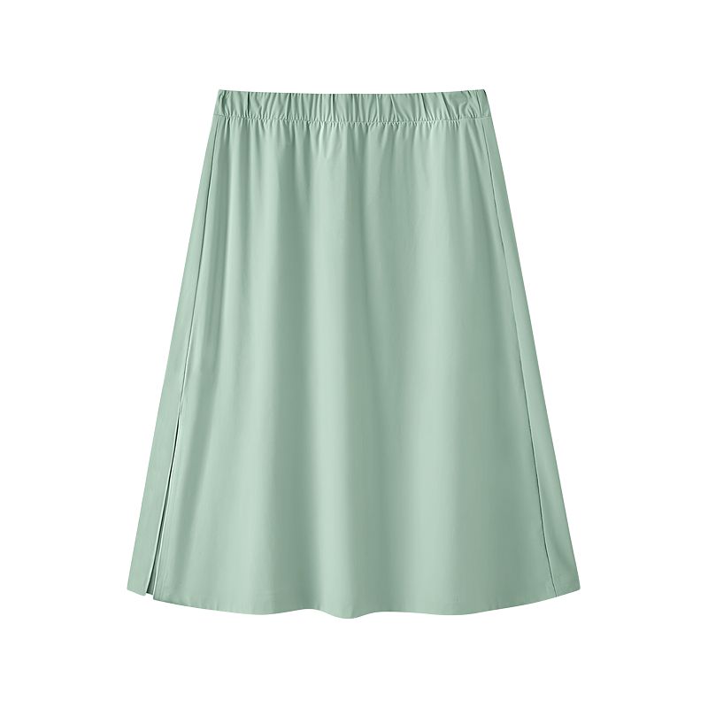 Skechers Classic Series Solid Color Letter Comfortable Versatile Casual Long Skirt Women skirts Iceberg-Green L225W037-05F3