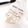 European & American Retro Rhinestone Hoop Earrings Set - Creative Exaggerated Design, 12-Piece Variety