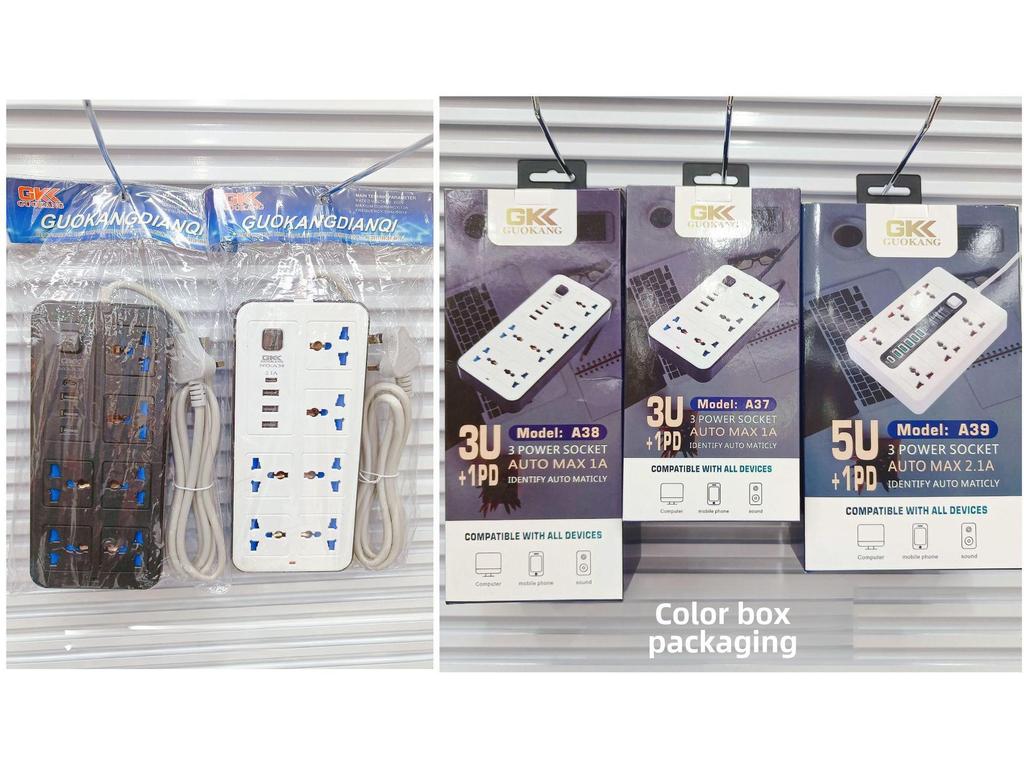 International Universal Power Strip with USB, Multi-Purpose UK & EU Plug Board with Switch