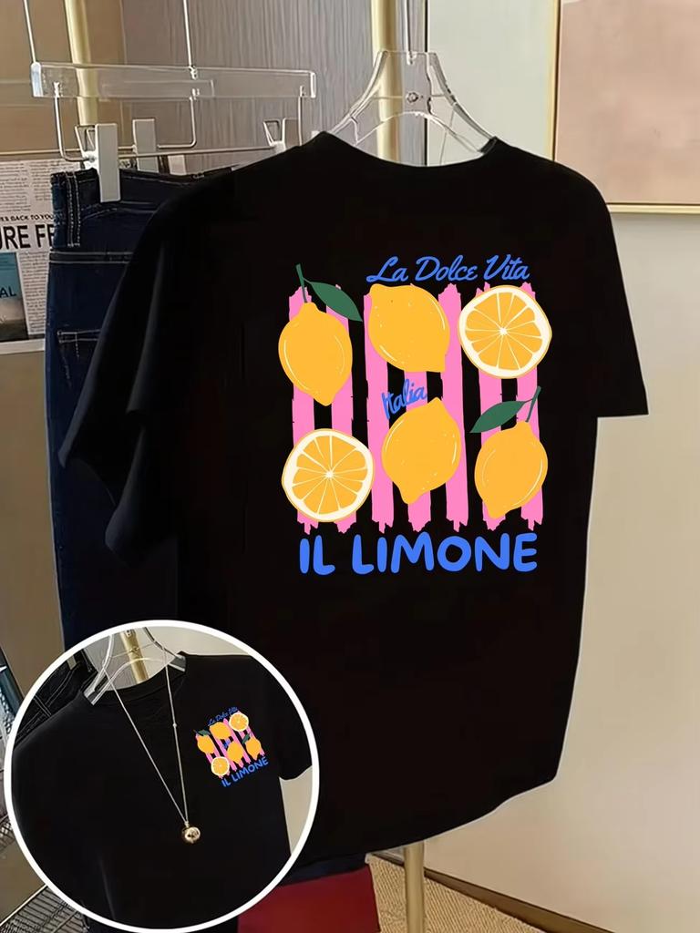 Unisex Italy Lemon Graphic Tshirt Summer Fruit Il Limone Print Casual Short Sleeve La Dolce Vita Style Tee For Unisex Unisex