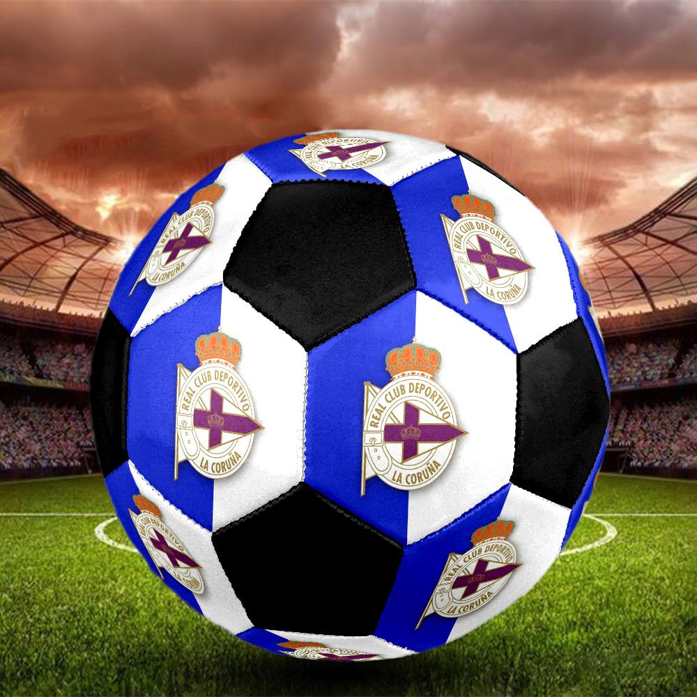 Deportivo de La Coruña Indoor Soccer Ball Colorful Machine Stitched PVC Size 5 Team Training Competition Ready Durable High-Bounce Cool Sports Gift