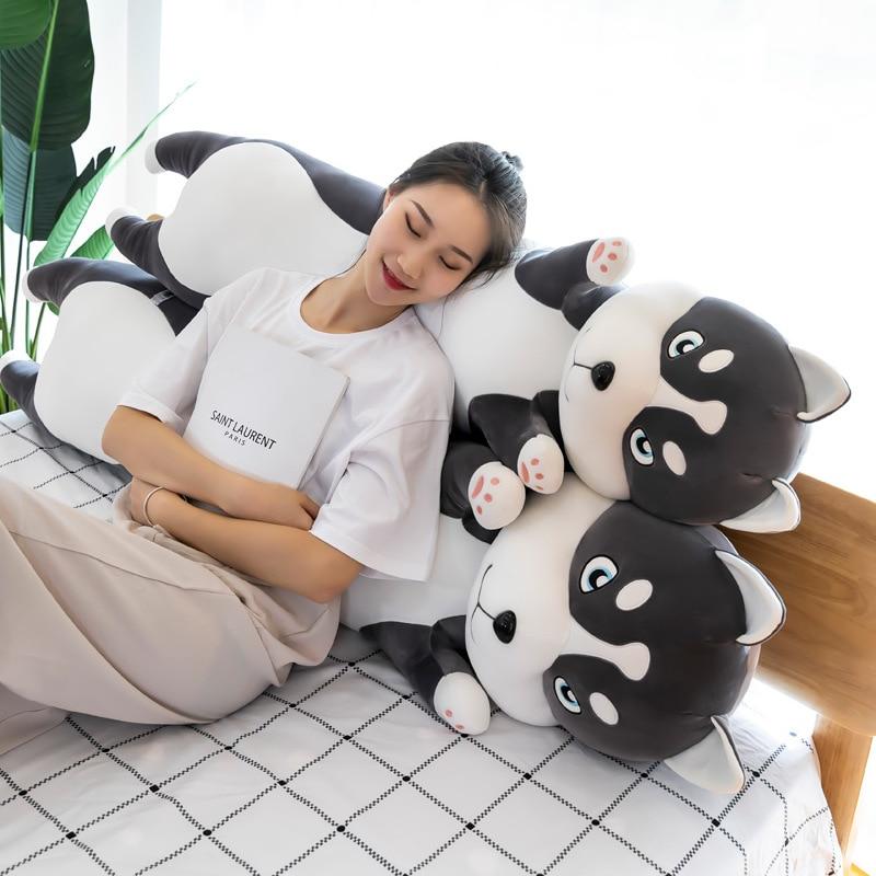 Long Husky Plush Toys Cartoon Sleeping Cushion Dolls Stuffed Soft Animal Dog Pillow for Children Girls Gifts