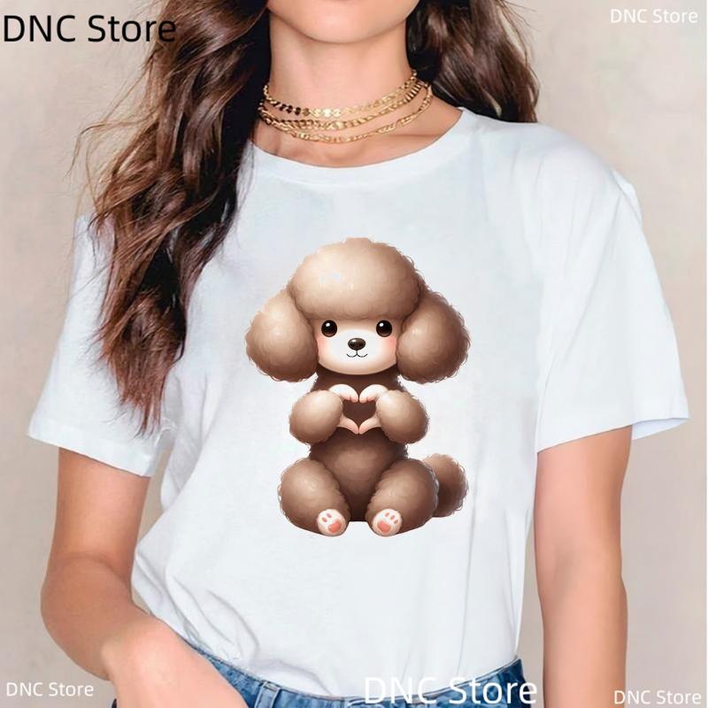 Lustiges Yorkshire Terrier Hund Print T-Shirt Damen Mode Harajuku Kawaii Kleidung Hund Haustier T-Shirt Femme Weißes Shirt Tops