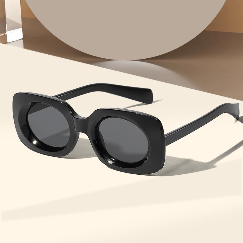 Square Sunglasses Street Shot Fashion Women'S Sunglasses High-End Macarons Thick Frame Oval Glasses Men