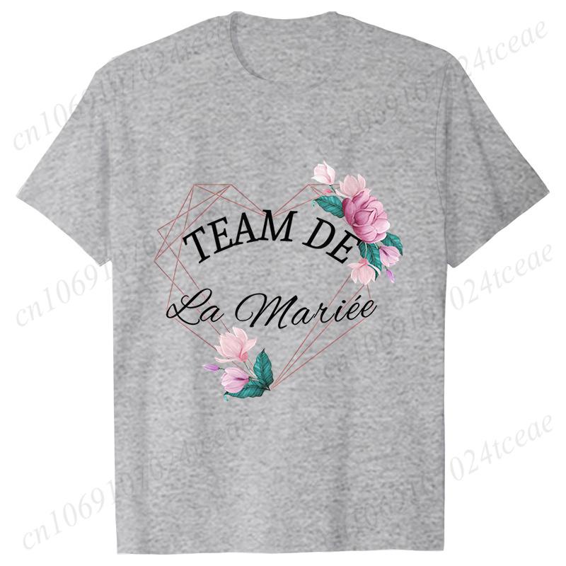 French Team Bride Squad T-shirt Flower Graphic Bridal Shower Wedding Tops Women Bachelorette EVJF Party Blouses Bridesmaid Tees