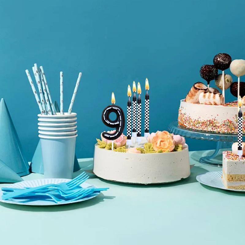 

6Pcs Racing Cars Themed Cake 1 to 9 Number Candle Festival Candles Anniversary Paraffin Wax Birthday