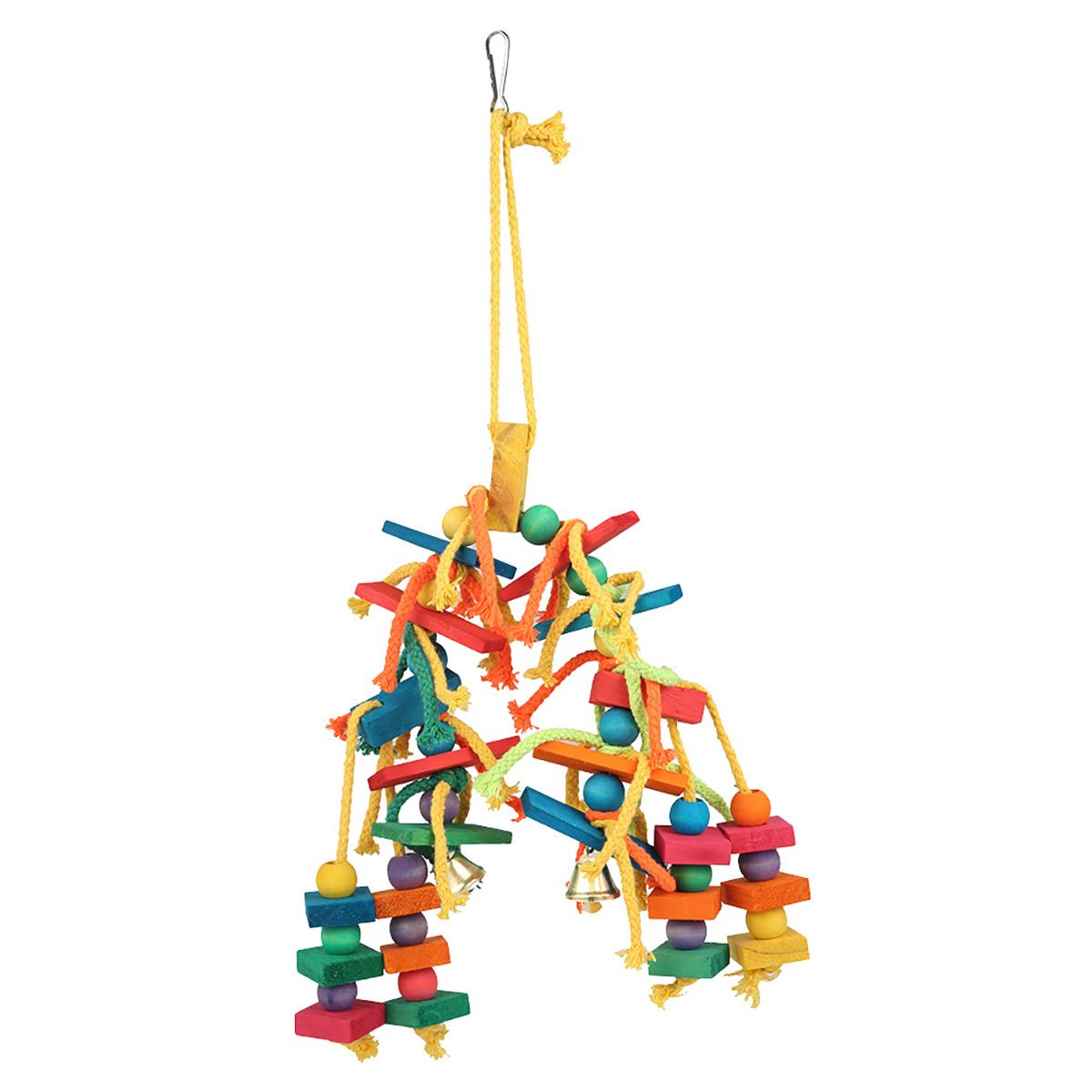 

Parrot Toys Hanging Bird Chew Bite Wooden Blocks Climb Bite Cage Bird Toy Training Resistant Colorful Cockatiel Pet Product