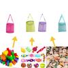 Bolsa de Malha para Crianças com Conchas Tote Cilindro Sacos para Coletar Conchas Bolsa de Brinquedos de Praia com Zíperes Alças de Transporte Ajustáveis
