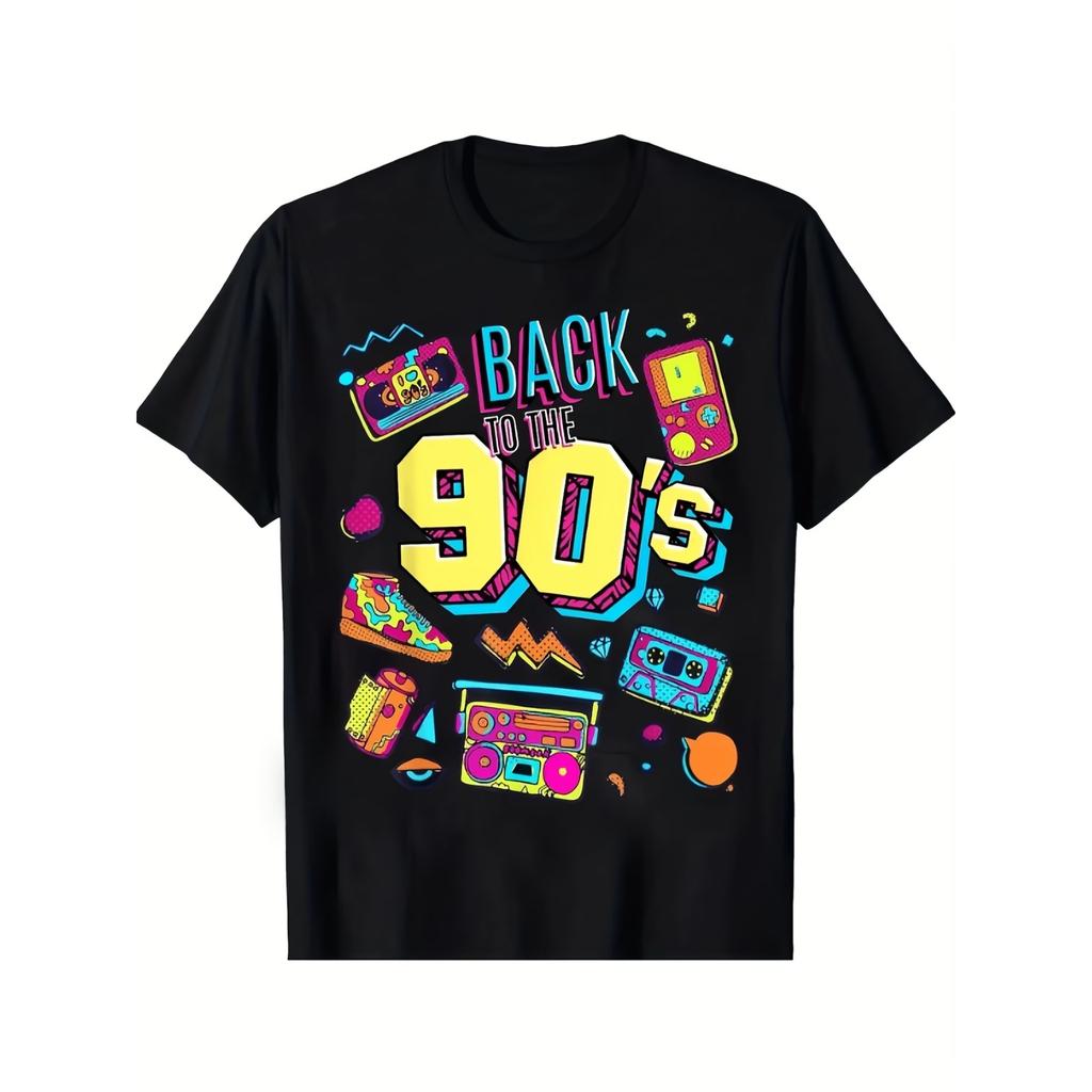 Vintage Herren Back to The 80's Lustiges Retro T-Shirt Tee Damen Übergroß Locker Streetwear Sommer Neuheit Oberteil Kurzarm