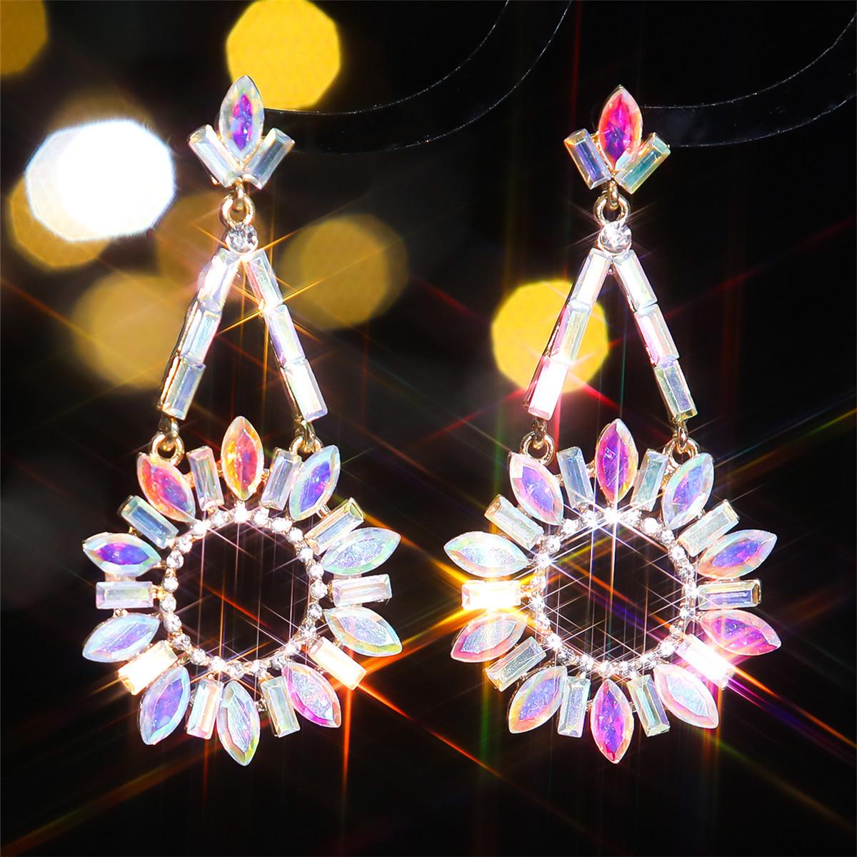 

Модные стеклянные серьги со стразами женские персонализированные преувеличенные серьги-цветы с кристаллами