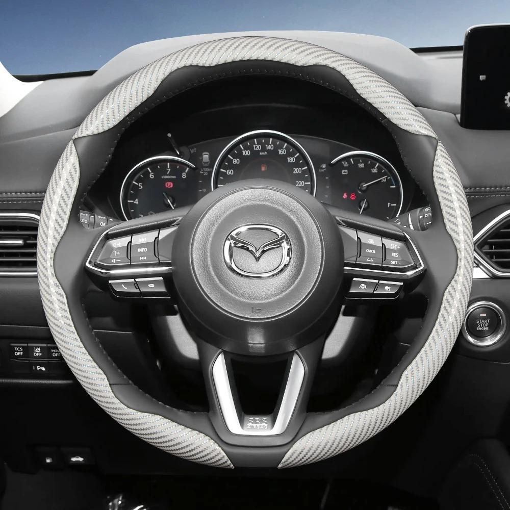 Suitable for Mazda Carbon Fiber Steering Wheel Cover for Cx-5 Cx-30 Mazda3 Cx-50 Cx-90 Mazda2 Cx-60 Cx-3 Mx-5 Bt-50
