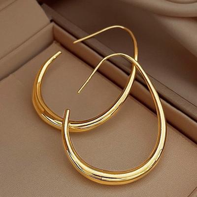 1pair Copper Material Simple U-shaped Hoop Earrings for Women