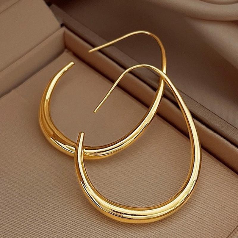 1pair Copper Material Simple U-shaped Hoop Earrings for Women