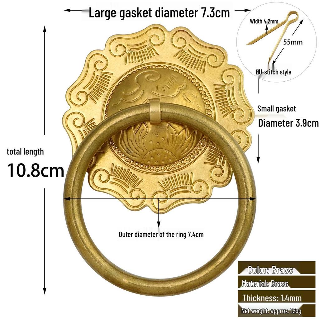 Antique Style Pure Copper Hexagonal Handle for Cabinets & Drawers - Retro Chinese Hardware Accessory