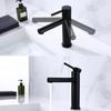 Bathroom Basin Faucet Deck Mounted Single Handle 360° Swivel Black Tap 304 Stainless Steel Cold and Hot Water Mixer Sink Taps
