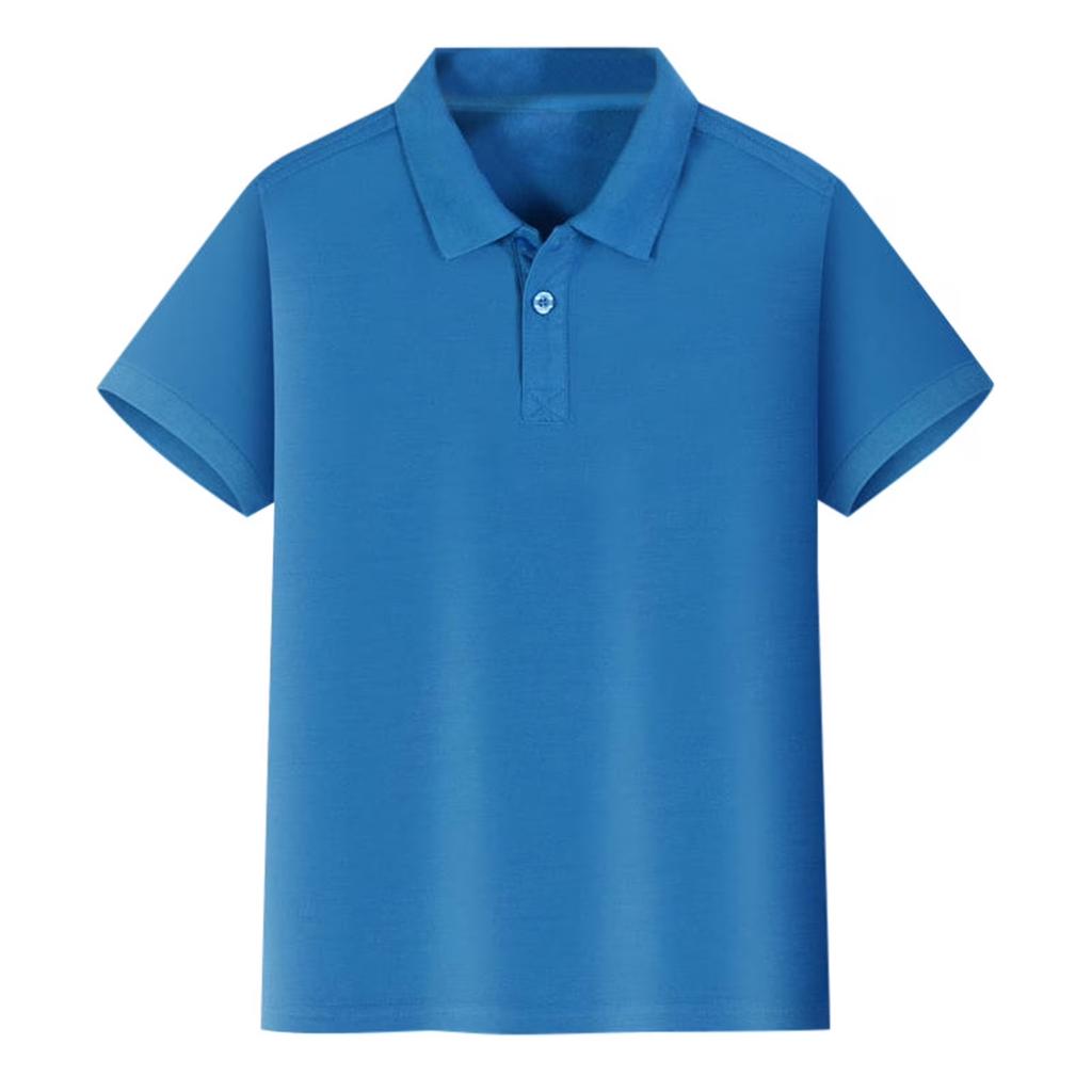 Children's Casual Polo Shirt Short Sleeve Loose Fit Solid Color Basic Tee Comfortable Lightweight Soft Fabric