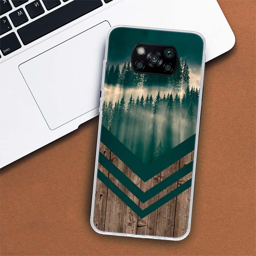 Lesní Geometrie Dřevo Příroda Pouzdro na Telefon Pro Xiaomi Poco X3 GT X4 NFC M4 Pro M3 M2 F3 F2 F1 Mi Note 10 A3 A2 Lite A1 CC9E Fundas