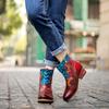Export grote casual retro dameslaarzen vetersluiting bedrukt donker patroon cowboylaarzen