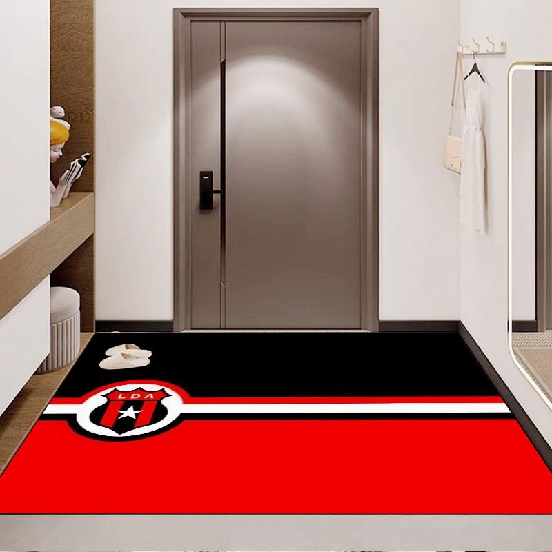 LDA Alajuelense Red White Stripe Crest Print Area Rug Costa Rica Soccer Fan Non Slip Rectangular Floor Mat Gaming Room Football Fan Home Decor Rug