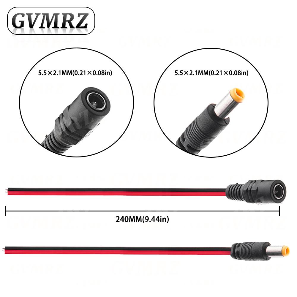 5PCS DC Power Male Female Cable 12V Plug DC Adapter Cable Plug Connector For CCTV Camera DC Plug 5.5*2.1mm 5.5x2.1