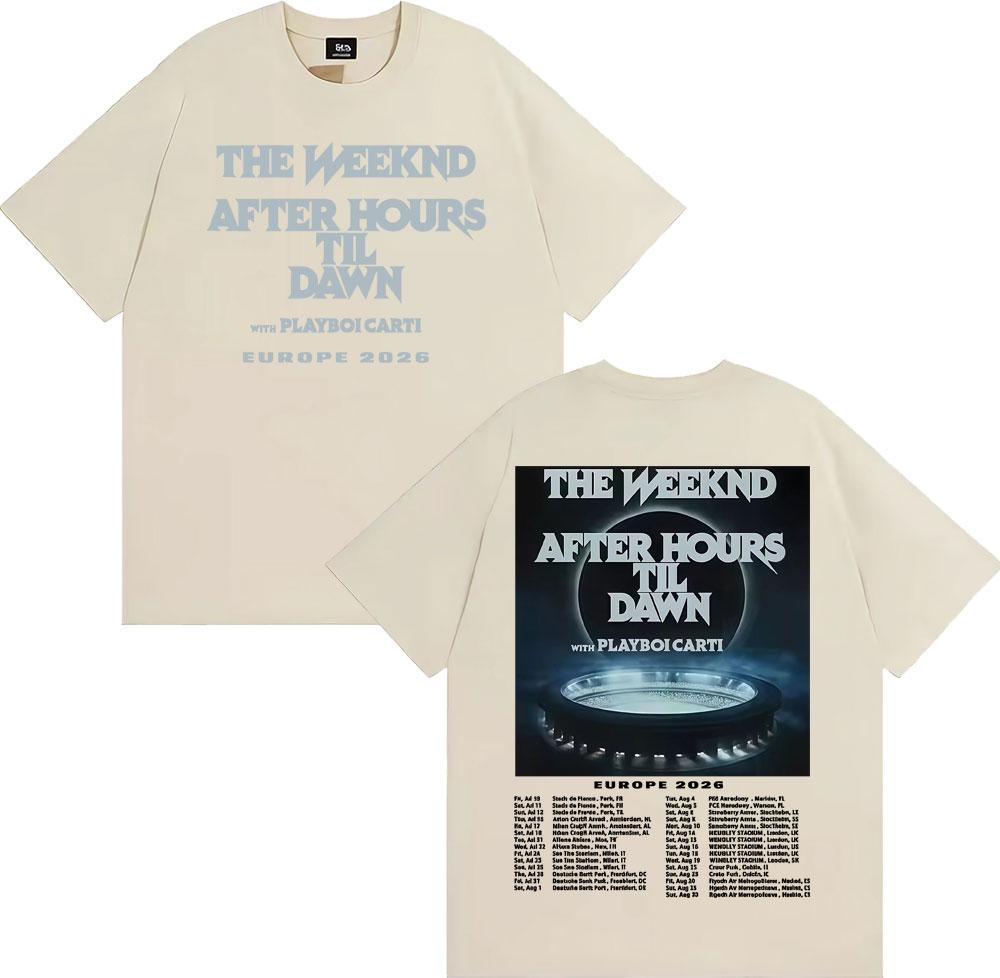 

The Weeknd After Hours Til Dawn Europe 2026 T-shirts Men Women Vintage Hip Hop Style T Shirt Unisex Casual Short Sleeve T-shirt 4XL