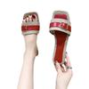 Cool slippers women's summer new flat-bottomed large-size one-word drag fashion belt buckle open-toed slippers