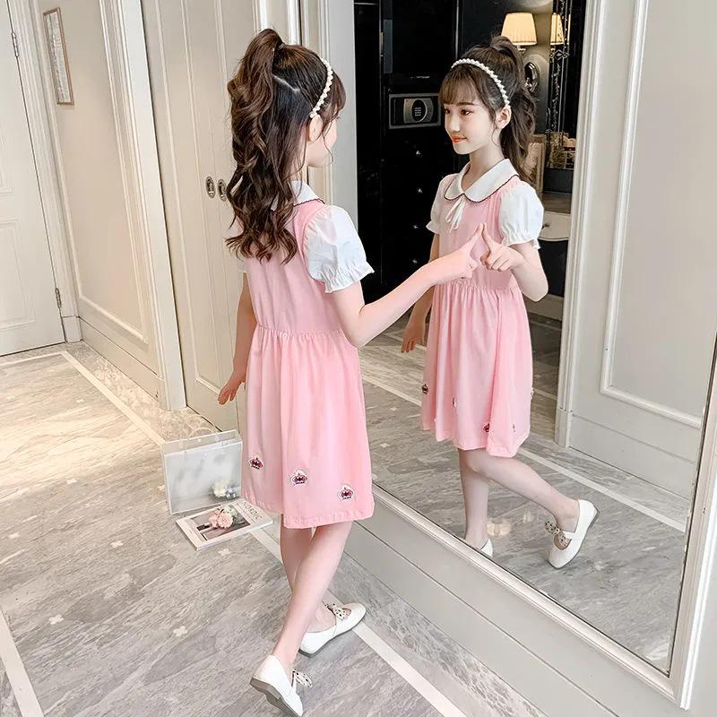 Summer Korean Style Doll Collar Dresses for Girls - Trendy Princess Skirt for Primary and Secondary Students