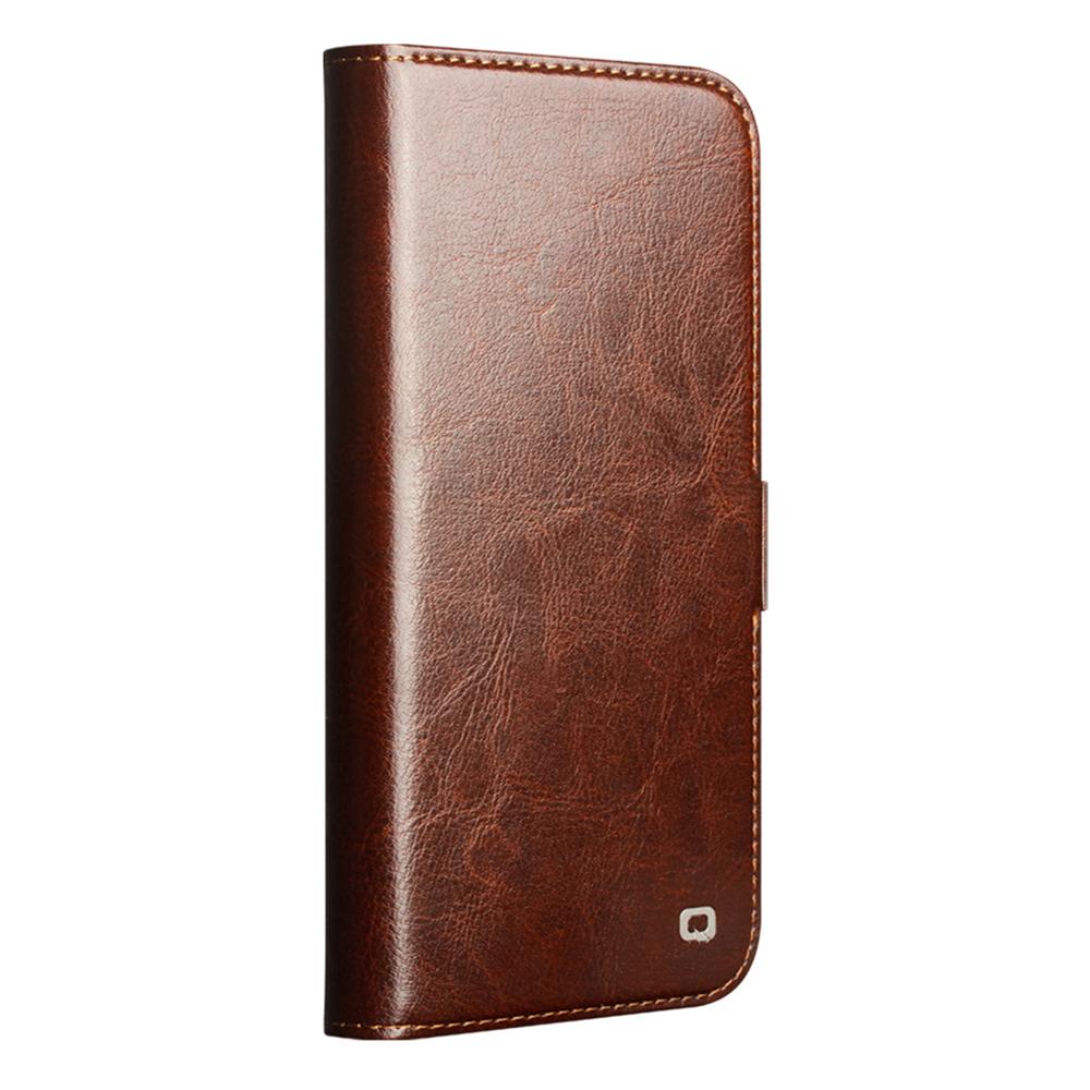 QIALINO For iPhone 17 Pro Max Case with Card Holder Genuine Cow Leather Stand Phone Cover