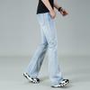Men's Mid-Rise Flared Jeans Men's Slim Fit Casual Denim Trousers Light Blue Jeans