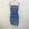 Party Dress With Rhinestone Pleats, Bodycon  Top, Women's