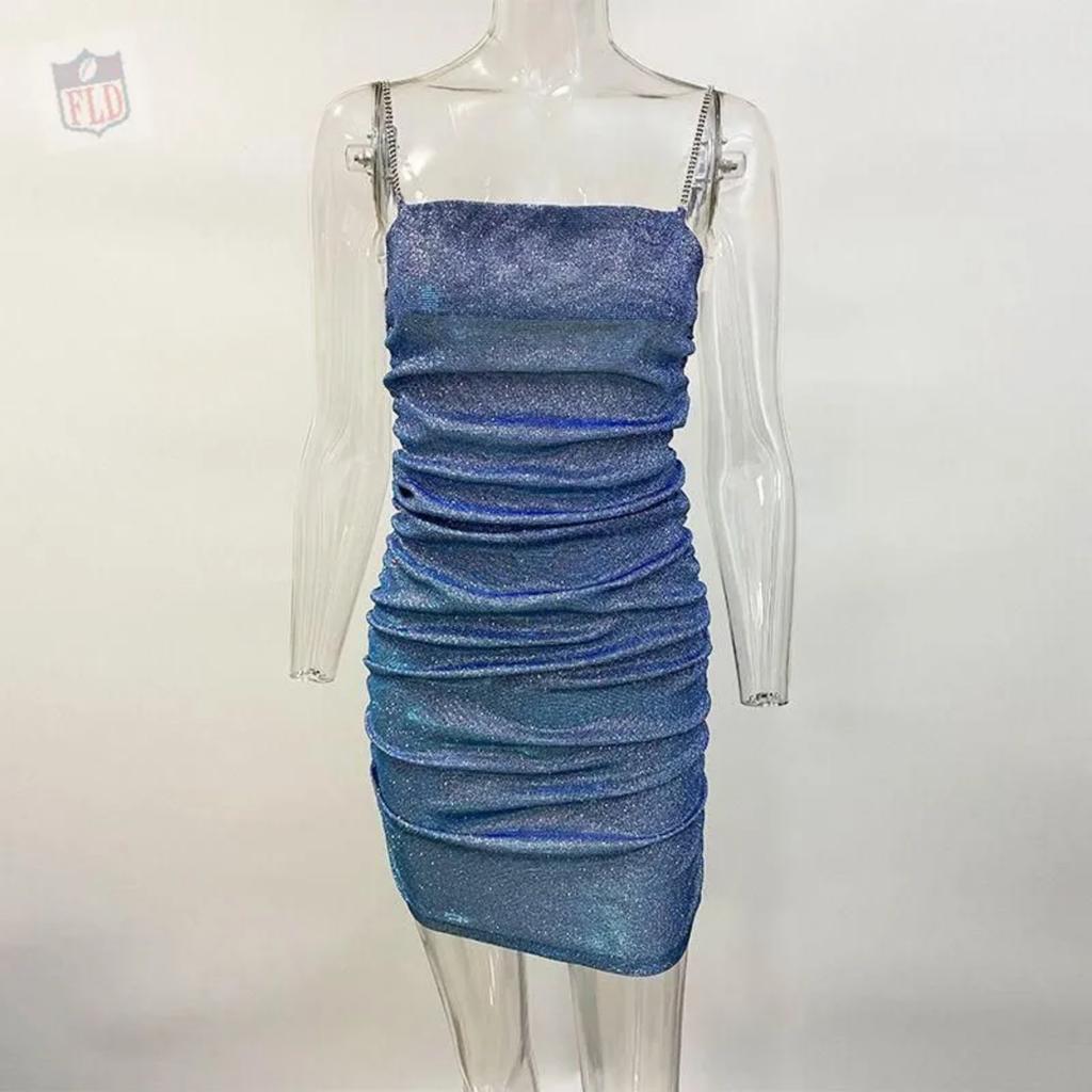 Party Dress With Rhinestone Pleats, Bodycon  Top, Women's